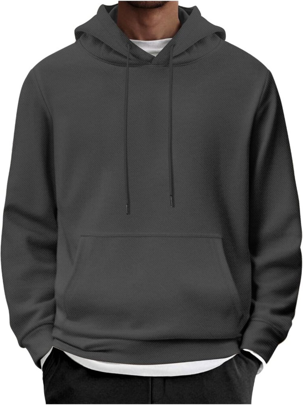 Coofandy Men's Dark Grey Long Sleeve Casual Pullover Fashion Drawstring Hoodies